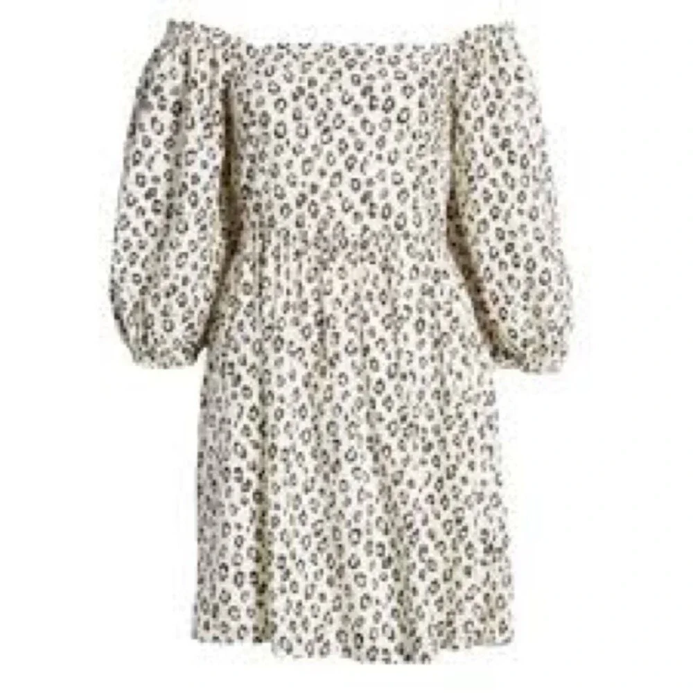 New Billabong Cream Dress with Black and Pink Leopard Print. Size Medium